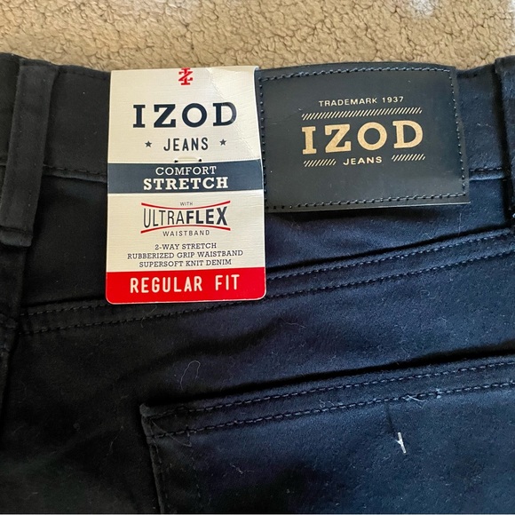 IZOD NWT men’s comfort stretch jeans regular fit 32 x 32 dark blue. - Picture 4 of 9